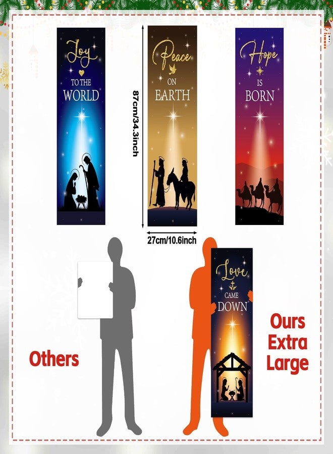 ojustbeok 4Pcs Christmas Nativity Large Window Clings Decorations Religious Jesus Christmas Window Decals Nativity Scene Love Hope Joy Peace Double-Side Stickers for Xmas Holiday Party Home Church School Decor - Image 3
